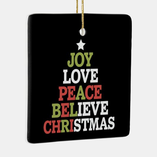 Joy Love Peace Believe Christmas Tree Family Keramisch Ornament (Rechts)