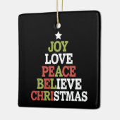 Joy Love Peace Believe Christmas Tree Family Keramisch Ornament (Links)