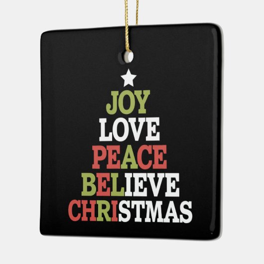 Joy Love Peace Believe Christmas Tree Family Keramisch Ornament (Links)