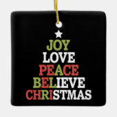 Joy Love Peace Believe Christmas Tree Family Keramisch Ornament (Voorkant)