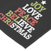 Joy Love Peace Believe Christmas Tree Family Korte Tafelloper (Hoek)