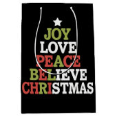 Joy Love Peace Believe Christmas Tree Family Medium Cadeauzakje (Voorkant)
