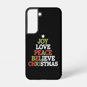 Joy Love Peace Believe Christmas Tree Family Samsung Galaxy Hoesje