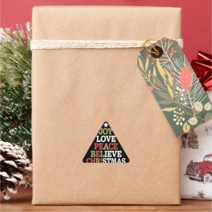 Joy Love Peace Believe Christmas Tree Family Sticker