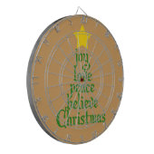Joy, Love, Peace, Believe, Kerstmis Dartbord (Voorkant Links)