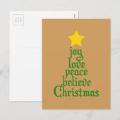 Joy, Love, Peace, Believe, Kerstmis Feestdagenkaart (Voorkant / Achterkant)
