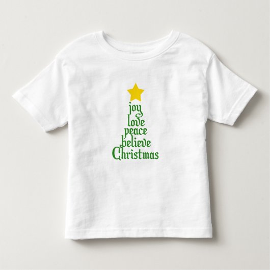 Joy, Love, Peace, Believe, Kerstmis Kinder Shirts (Voorkant)