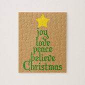 Joy, Love, Peace, Believe, Kerstmis Legpuzzel (Verticaal)