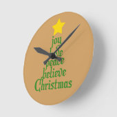 Joy, Love, Peace, Believe, Kerstmis Ronde Klok (Hoek)