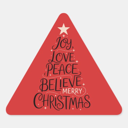 Joy Love Peace Believe Merry Christmas Sticker (Voorkant)