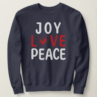 JOY LOVE PEACE Christian Red Heart Trui