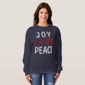 JOY LOVE PEACE Christian Red Heart Trui (Voorkant volledig)