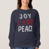 JOY LOVE PEACE Christian Red Heart Trui (Voorkant)