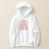 Joy Love Peace Christmas Festive Typography Hoodie (Laagn)