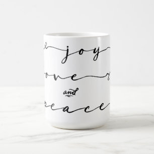Joy, Love & Peace Elegant Handwriting Holiday Koffiemok