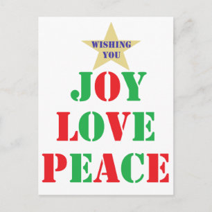 Joy, Love, Peace Feestdagenkaart