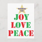 Joy, Love, Peace Feestdagenkaart (Voorkant)