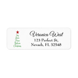 Joy Love Peace Geloof Kerstboom Met Rood Etiket