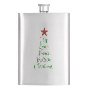 Joy Love Peace Geloof Kerstboom Met Rood Flacon
