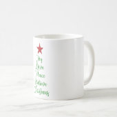 Joy Love Peace Geloof Kerstboom Met Rood Koffiemok (Voorkant rechts)