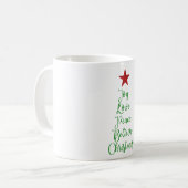 Joy Love Peace Geloof Kerstboom Met Rood Koffiemok (Voorkant links)