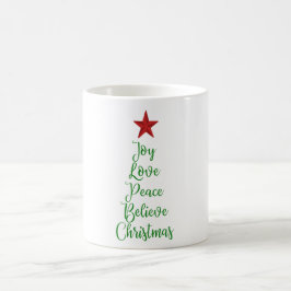 Joy Love Peace Geloof Kerstboom Met Rood Koffiemok