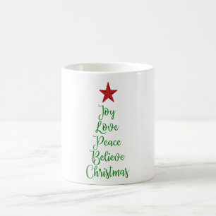 Joy Love Peace Geloof Kerstboom Met Rood Koffiemok