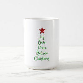 Joy Love Peace Geloof Kerstboom Met Rood Magische Mok