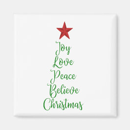 Joy Love Peace Geloof Kerstboom Met Rood Magneet