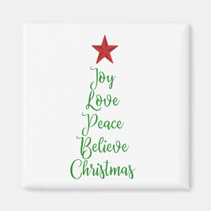 Joy Love Peace Geloof Kerstboom Met Rood Magneet