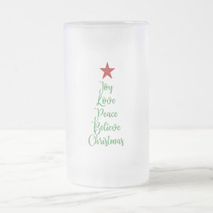 Joy Love Peace Geloof Kerstboom Met Rood Matglas Bierpul