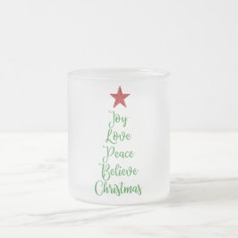 Joy Love Peace Geloof Kerstboom Met Rood Matglas Koffiemok