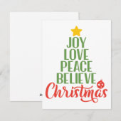 Joy, Love, Peace, Geloof, kerstboomkoffie Feestdagenkaart (Voorkant / Achterkant)
