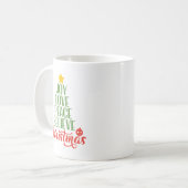 Joy, Love, Peace, Geloof, kerstboomkoffie Koffiemok (Voorkant links)