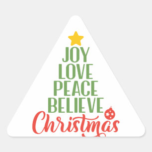 Joy, Love, Peace, Geloof Kerstmis Sticker