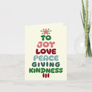 Joy Love Peace Giving & Kindness Tree Small Folded Feestdagen Kaart