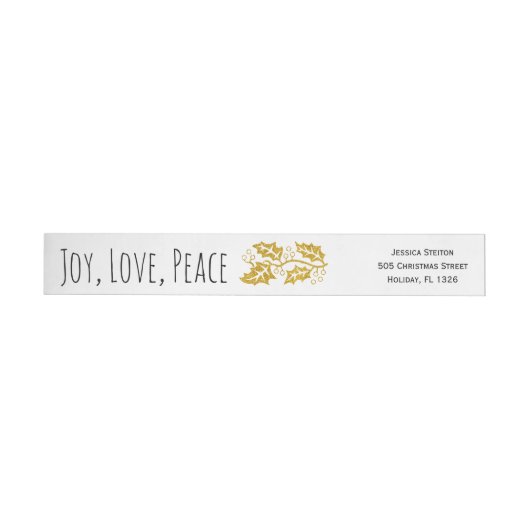Joy, Love, Peace gold glitter holly berry trendy (Individueel)