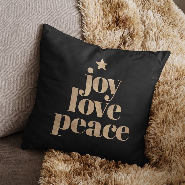 Joy Love Peace | Gouden Elegante Minimalistische K Kussen (Creator heeft geüpload)