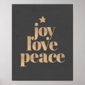 Joy Love Peace | Gouden Elegante Minimalistische K Poster (Voorkant)