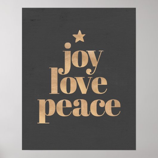 Joy Love Peace | Gouden Elegante Minimalistische K Poster (Voorkant)