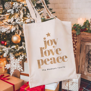 Joy Love Peace   Gouden Elegante Minimalistische K Tote Bag