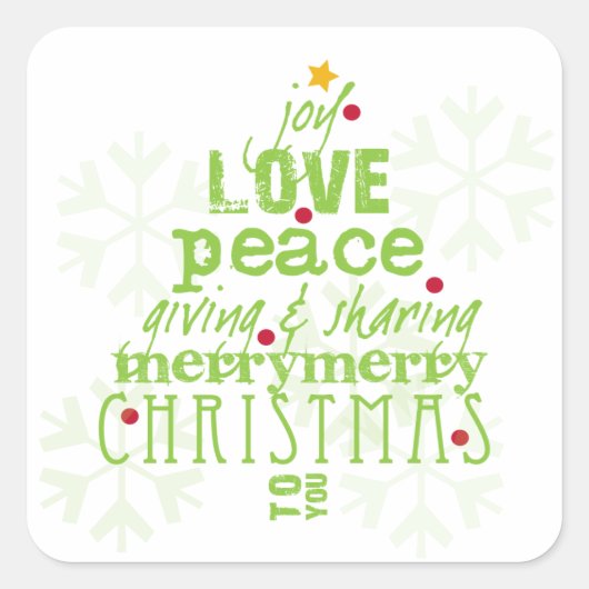 Joy, Love, Peace Kerstenvelop & Gift Sticker (Voorkant)