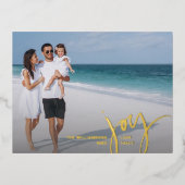 Joy Love Peace Large Fotokerstbriefje Gold Folie Feestdagen Briefkaart (Voorkant)