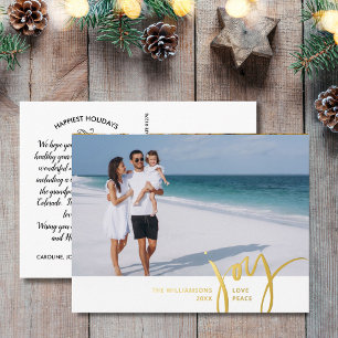 Joy Love Peace Large Photo KerstLetter White Folie Feestdagen Briefkaart