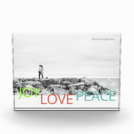 Joy Love Peace Minimalist Holiday Photo Block Fotoblokken (Voorkant)