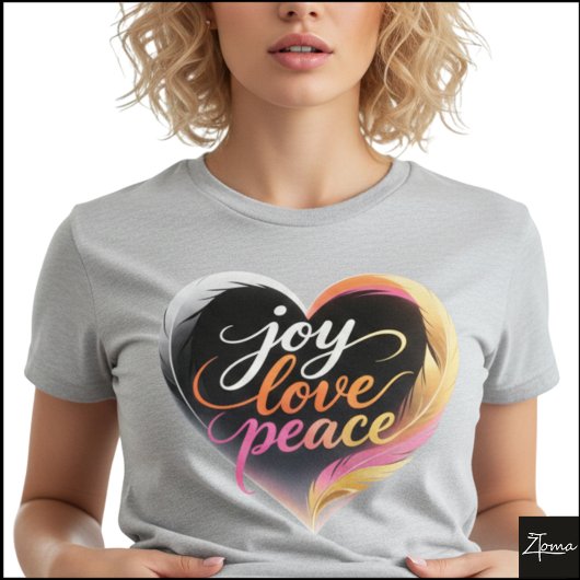 Joy Love Peace Neon Heart Script T-shirt
