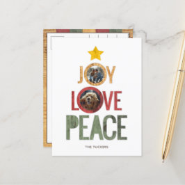 Joy Love Peace Rustic Fotokerstboom Feestdagenkaart