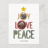 Joy Love Peace Rustic Fotokerstboom Feestdagenkaart (Voorkant)