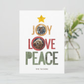 Joy Love Peace Rustic Fotokerstboom Feestdagenkaart (Staand voorkant)