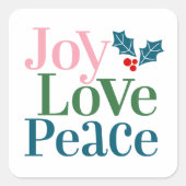 Joy Love Peace Sticker (Voorkant)